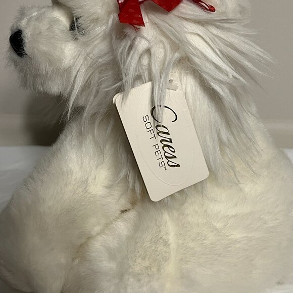 NEW Russ Caress Soft Pets Princess Plush White Stuffed Dog Puppy Fluffy Red - Picture 3 of 7